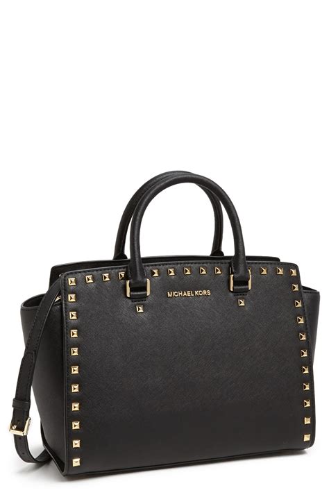 michael kors selma studded black bag|Michael Kors selma studded.